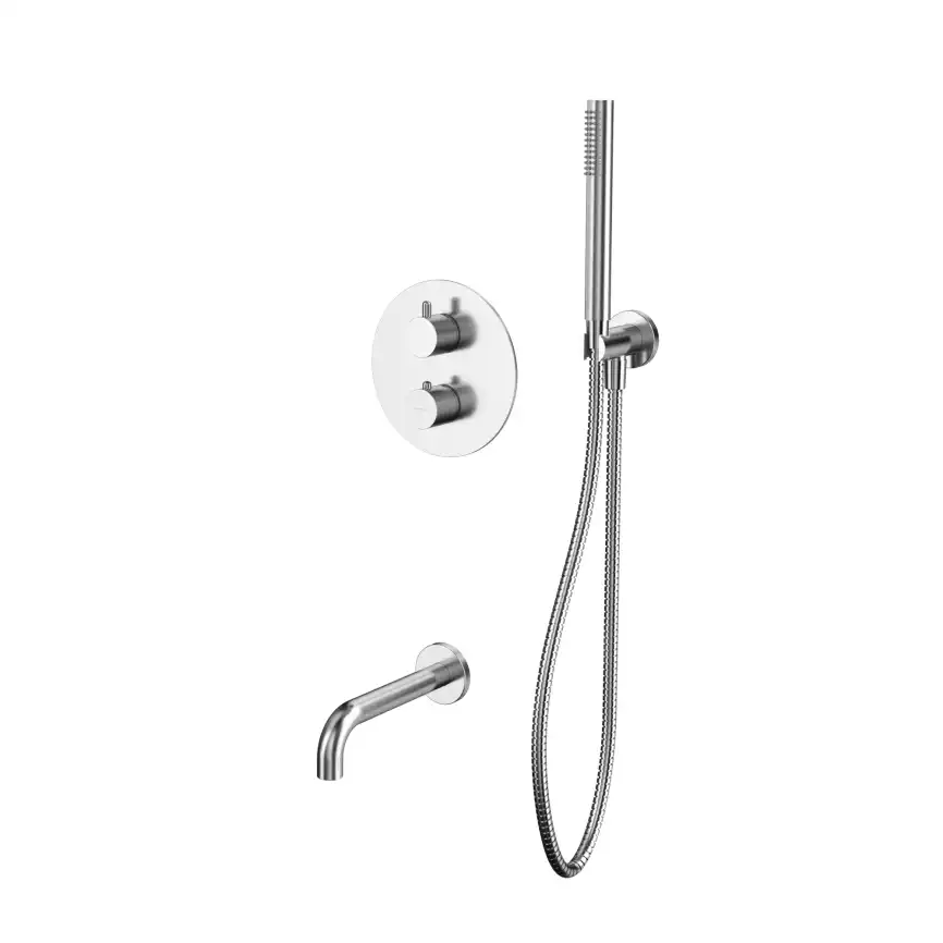 Душевая система для ванны WHITECROSS Y brushed nickel YSET10NIB, термостатическая, скрытого монтажа, Никель брашированный фото 1