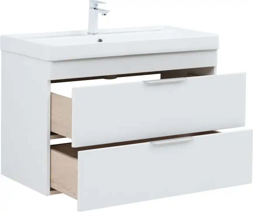 Тумба под раковину Aquanet Ирис New 90 белый глянец, подвесная, 336311 фото 5