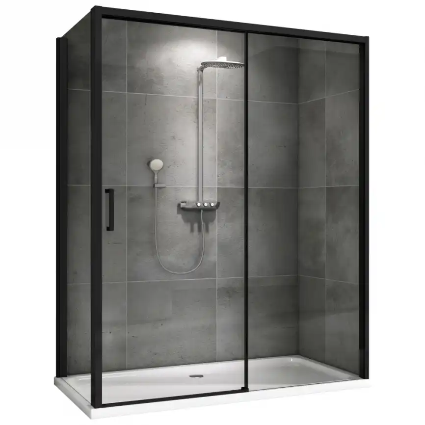 Душевой уголок ABBER Komfort 160х100 см, AG93160B-S102B, профиль черный, стекло прозрачное фото 1