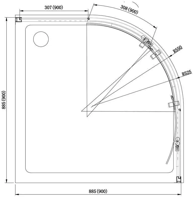 Душевой уголок Aquanet Alfa NAA2142 90x90, R550, прозрачное стекло фото 3