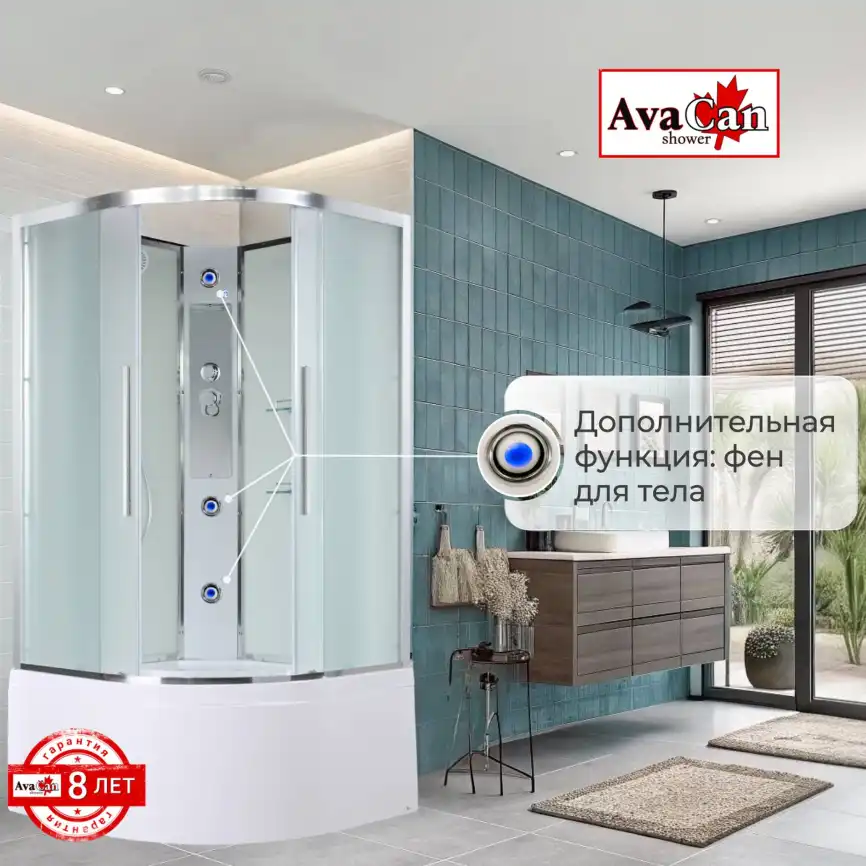 Душевая кабина AvaCan EM5080N 80x80 см, высокий поддон, без крыши фото 6