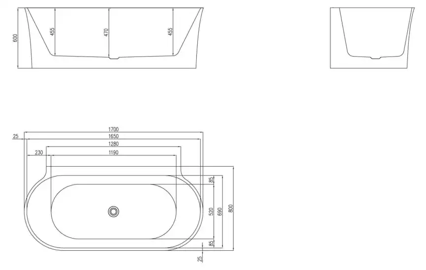 Акриловая ванна BelBagno 170х80 BB409-1700-800, отдельностоящая, Белая глянцевая фото 2