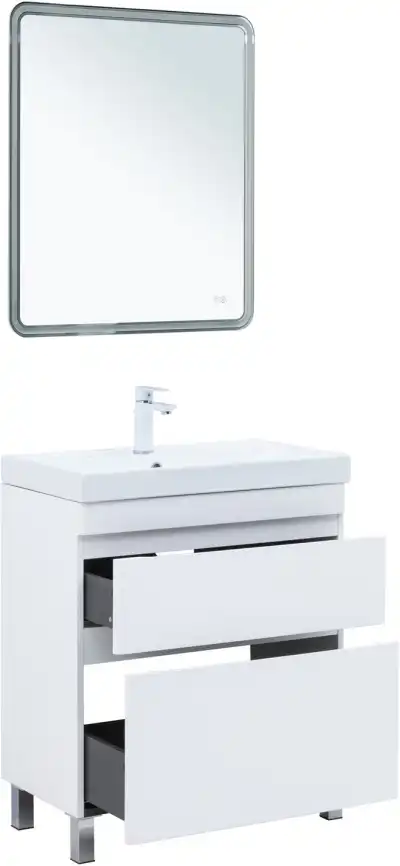 Тумба под раковину Aquanet Слим 70 напольная, белый сатин, 346043 фото 6