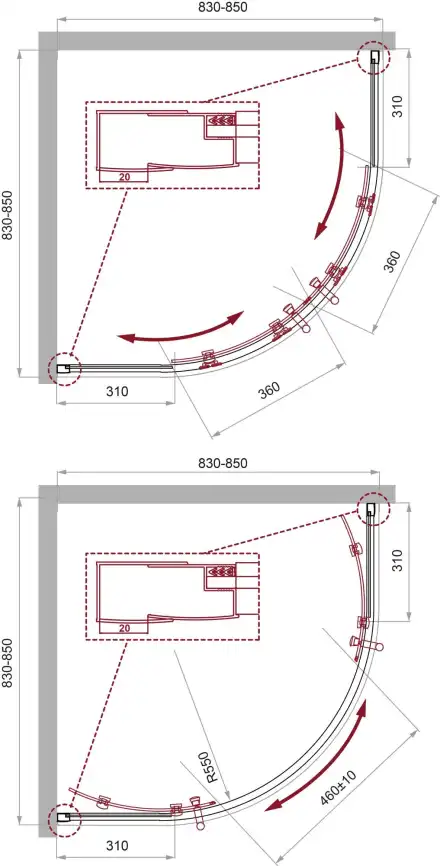 Душевой уголок BelBagno UNO-195-R-2-85-C-Cr профиль Хром стекло Прозрачное фото 3