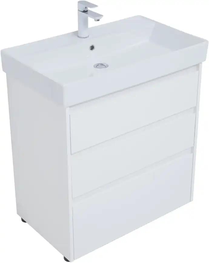 Тумба под раковину Aquanet Nova Lite 75 белый глянец (3 ящика) 302472 фото 5