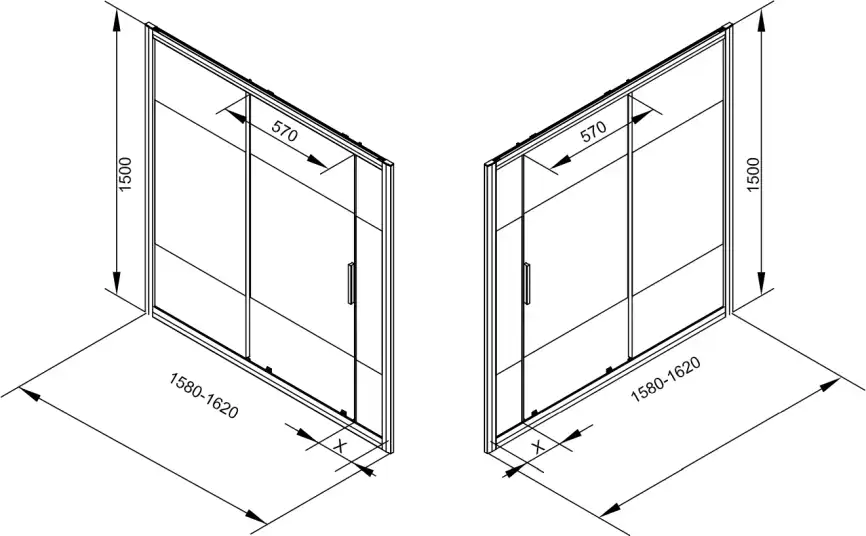 Шторка для ванны c боковой стенкой Aquanet Practic 160 см, AE10-B-160H150U-CP + AE10-F-75H150U-CP, профиль Хром, стекло С шелкографией фото 4