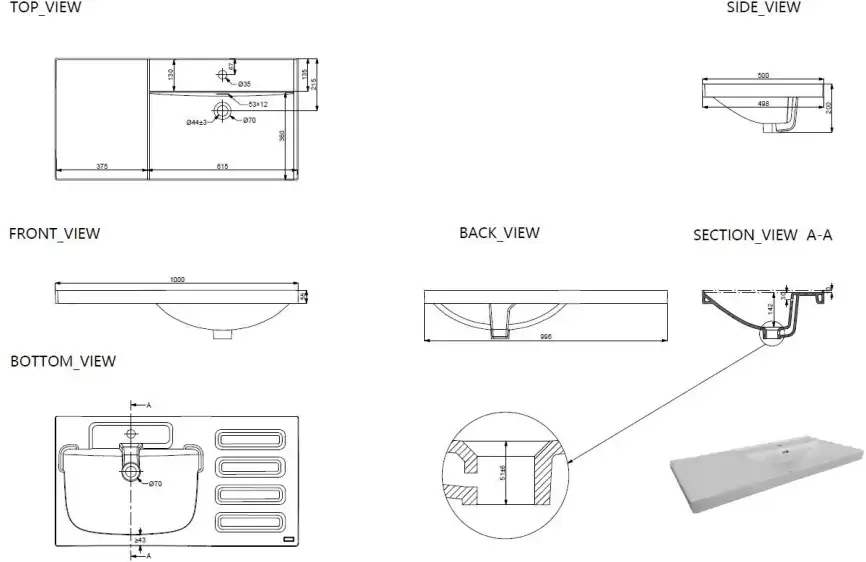 Раковина Aquanet Side 100 правая, 347437 фото 2