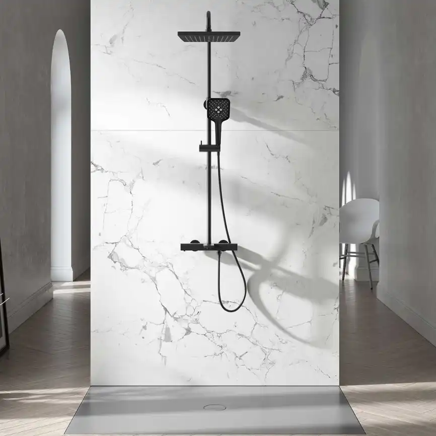 Душевая система  Vincea Next VSFS-1N1TMB VSFS-1N1TMB  с термостатом, черный матовый фото 1