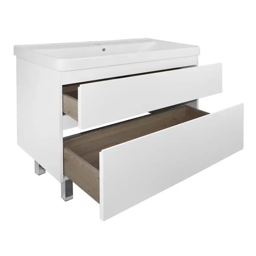 Тумба с раковиной Azario Мила 100 CS00089954, напольная, Белая глянцевая фото 2