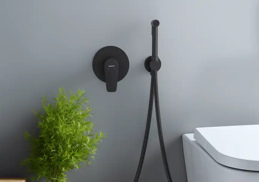 Гигиенический душ со смесителем Aquatek AQ1119MB однорычажный, Черный фото 4