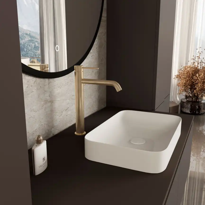 Смеситель для раковины Vincea City VBF-2C2BG однорычажный, брашированное золото фото 1