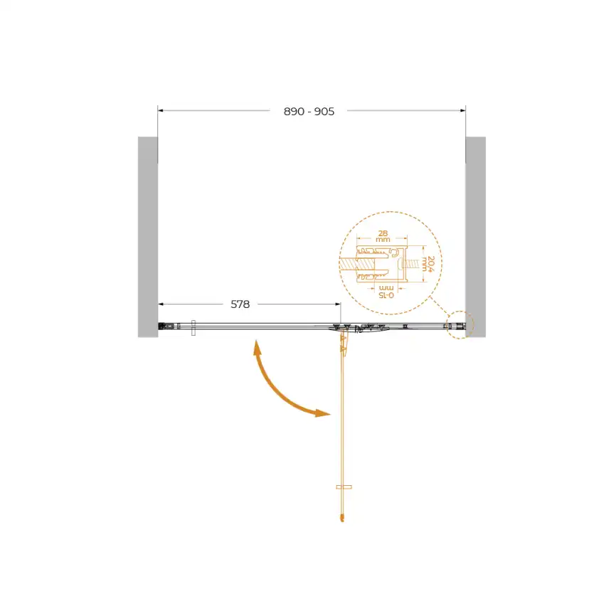 Душевая дверь Cezares Liner 90 см, LINER-B-12-90-C-NERO-R, профиль Черный, стекло Прозрачное фото 3