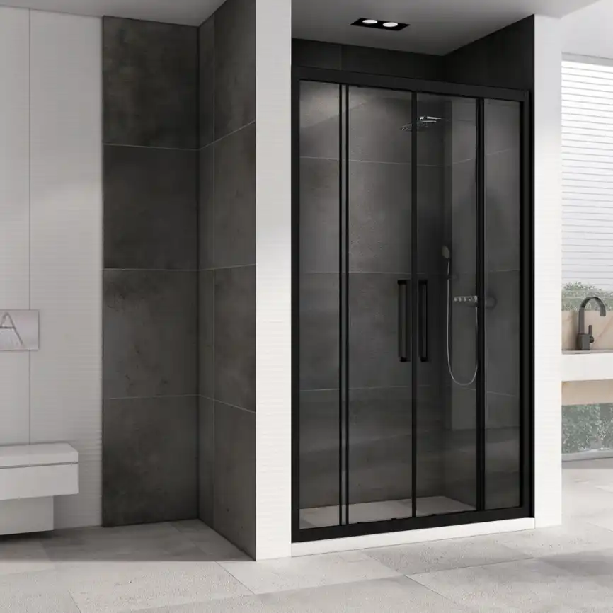 Душевая дверь Abber Schwarzer Diamant 150 см, AG33150BH, профиль Черный, стекло Прозрачное фото 2