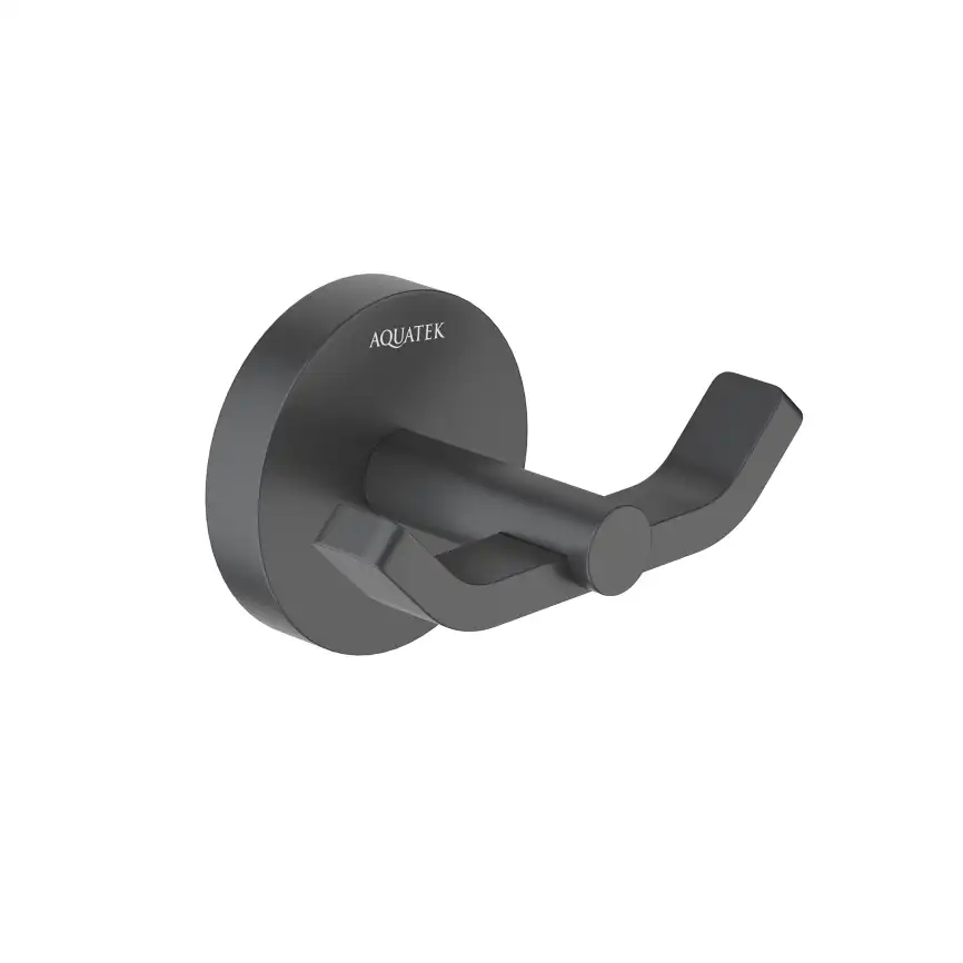 Крючок для полотенец Aquatek Бетта AQ4602MB двойной, Черный матовый фото 1