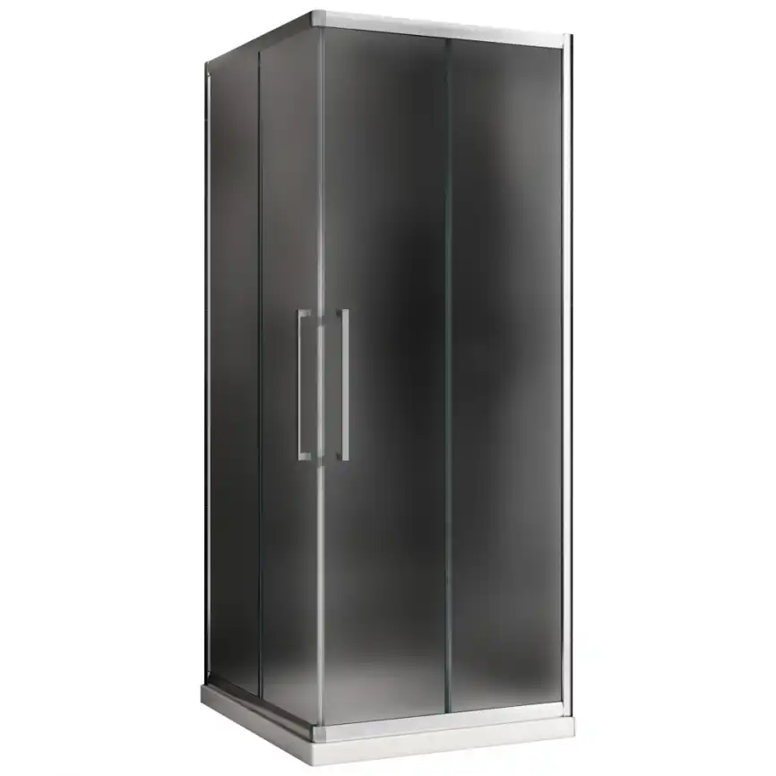 Душевой уголок ABBER Schwarzer Diamant 100х100 см, AG02100MH, профиль хром, стекло матовое фото 1