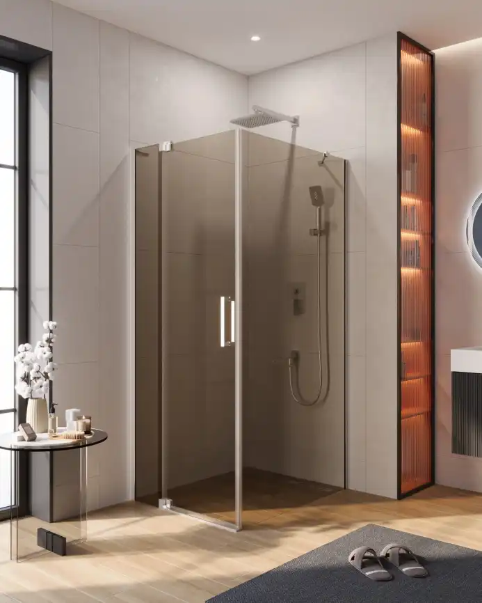 Душевой уголок CEZARES SLIDER-AH-1-100-80/90-BR-Cr стекло Tонированная бронза, профиль Хром фото 1