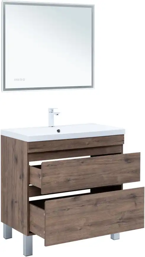 Тумба под раковину Aquanet Нота New 90 напольная, дуб веллингтон табак, 344145 фото 6