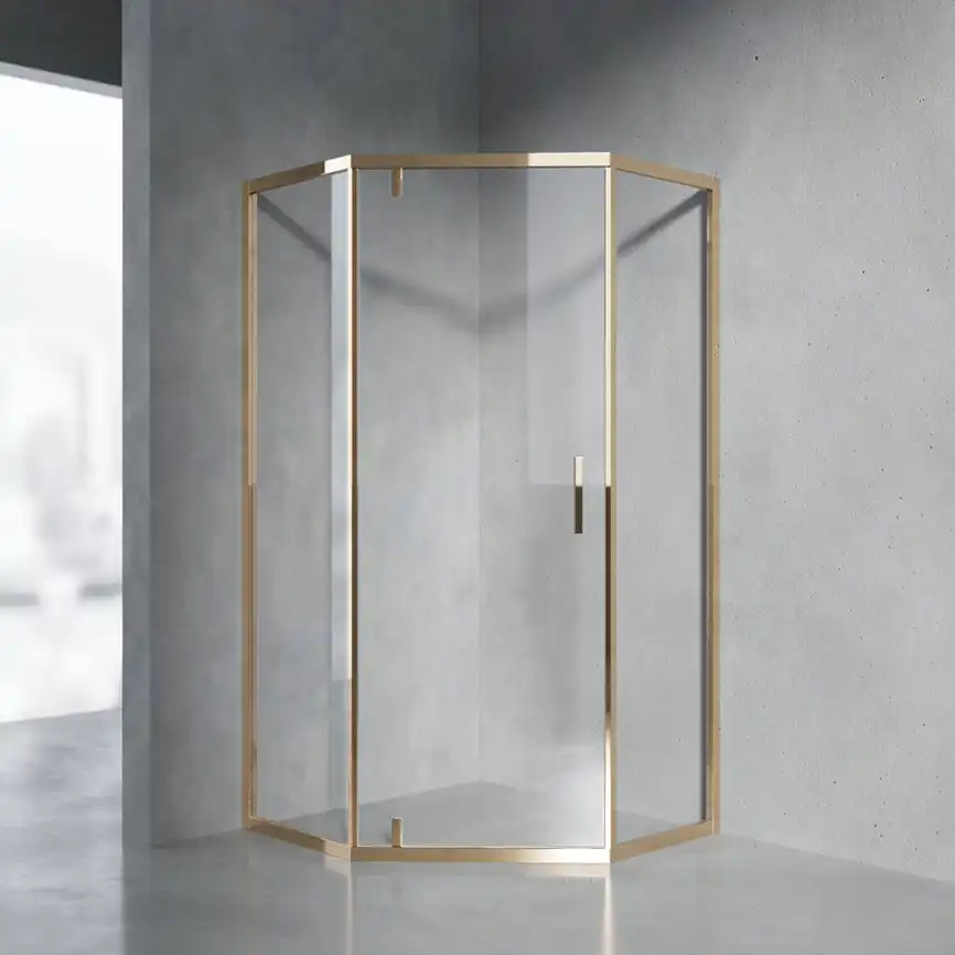Душевой уголок AVS Трапеция Слим 90x90 профиль золото, стекло прозрачное, 803-0001-195-9090-GG-T фото 1