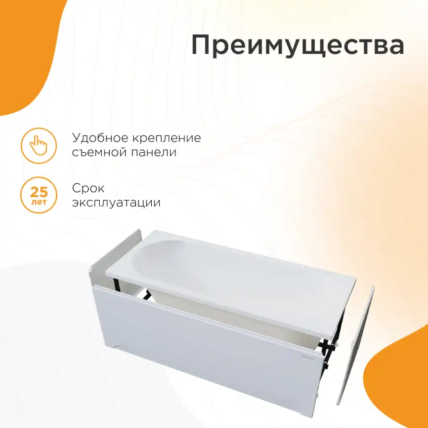 Акриловая ванна Radomir Вальс 170х70 (1-01-0-0-1-336), на каркасе, белая фото 2