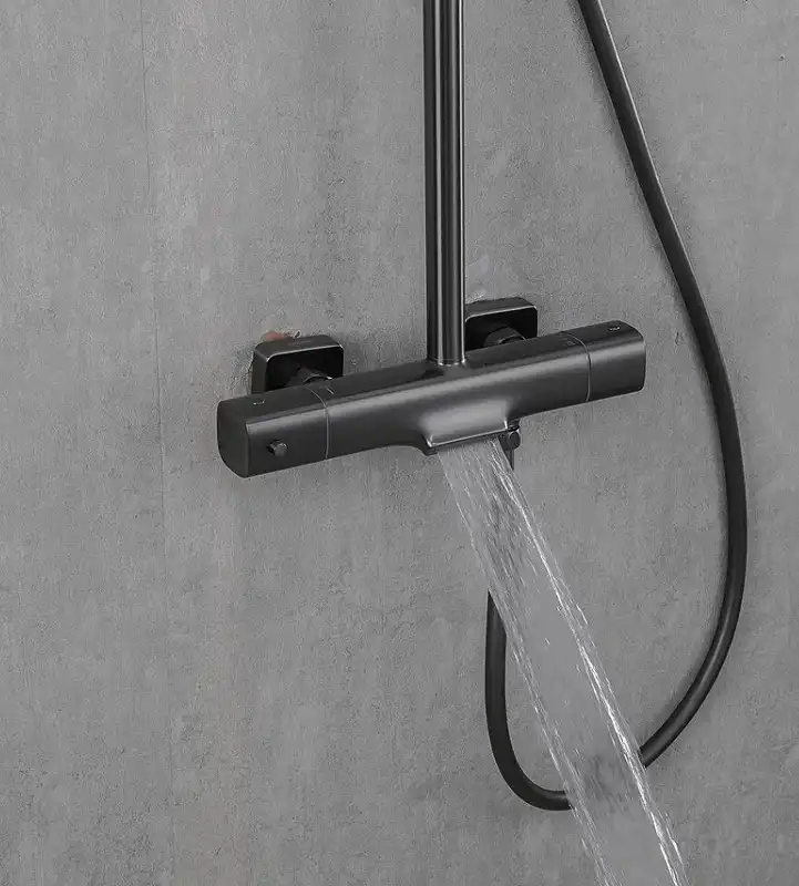 Душевая система Gappo G2495-79 с тропическим душем и термостатом, Оружейная сталь фото 3
