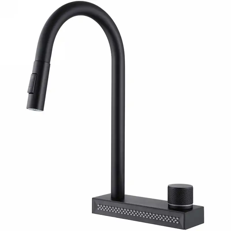 Смеситель для кухни Abber Wasser Kreis AF8114B с выдвижной лейкой, Черный матовый фото 1