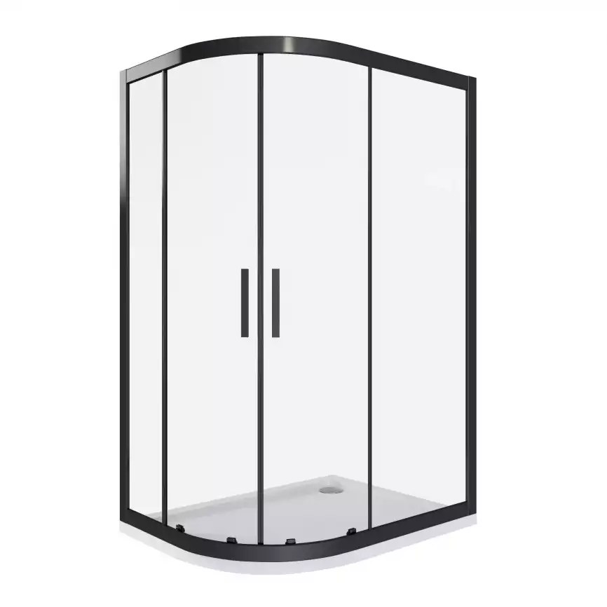Душевой уголок Good Door COFE R-120-C-B профиль Черный стекло прозрачное фото 2