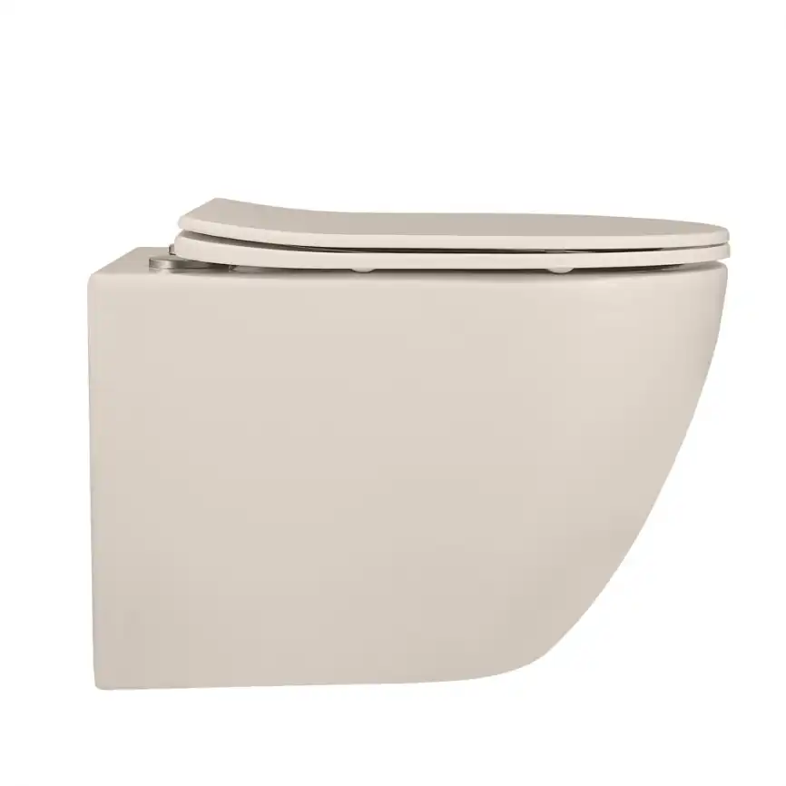Подвесной унитаз ABBER Bequem AC1101MBE светло-бежевый матовый, безободковый, с сиденьем микролифт фото 5