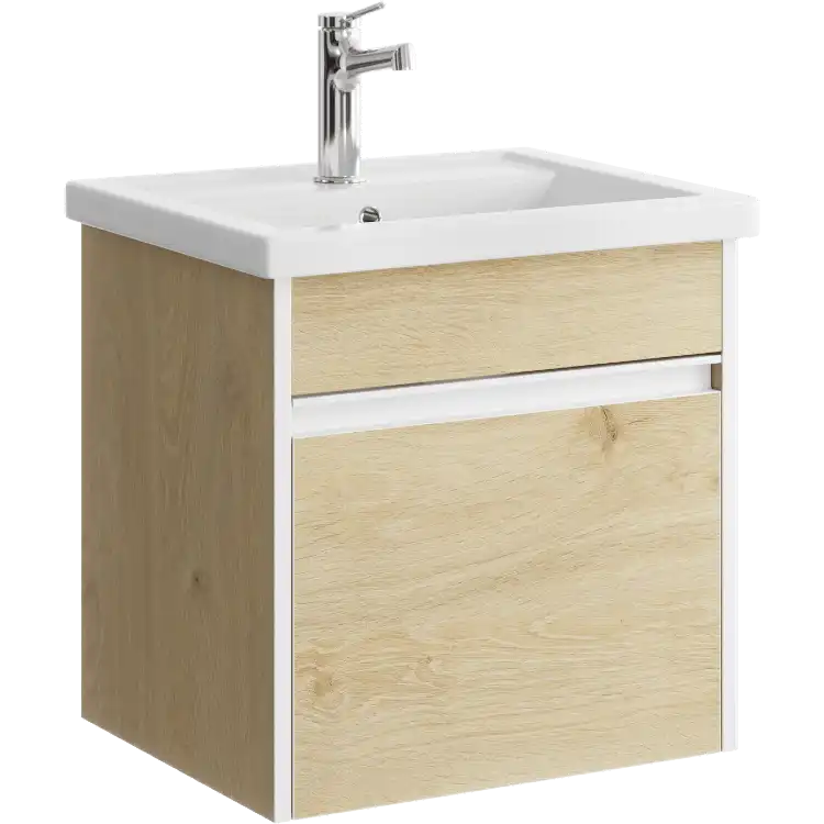 Тумба с раковиной подвесная Aqwella Urban 50 см, URB0105DD, цвет Дуб Давос фото 1