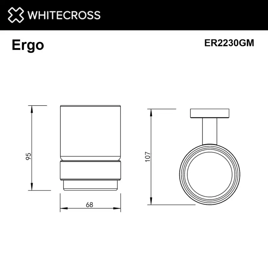 Стакан для щеток Whitecross ERGO gunmetal, ER2230GM, Оружейная сталь фото 2