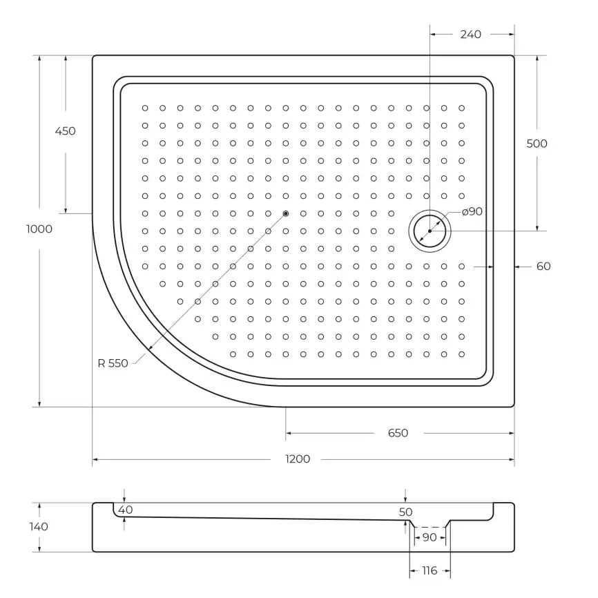 Душевой поддон Cezares TRAY-A 120х100 акриловый TRAY-A-RH-120/100-550-15-W-R Белый фото 3