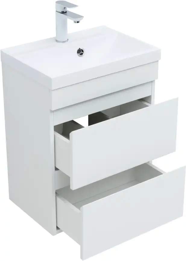 Тумба под раковину Aquanet Нота New 50 2 ящика, белый глянец 335416 фото 4