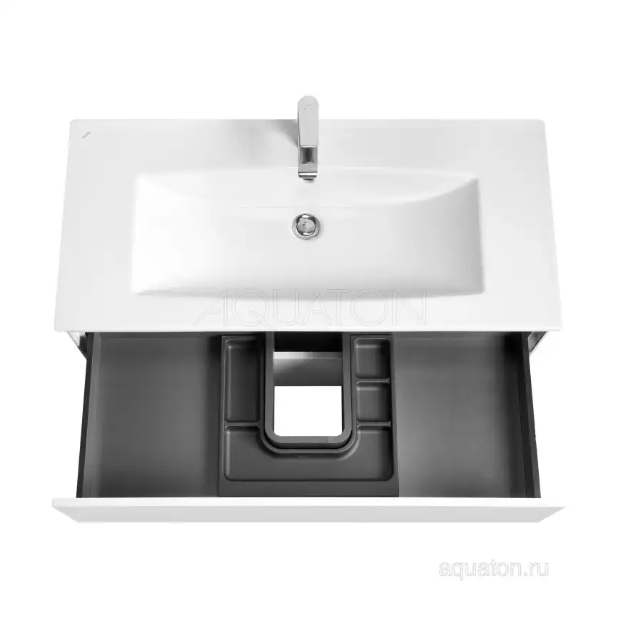 Тумба под раковину Aquaton Сохо 100 1A258201AJ010 подвесная цвет, белый глянец фото 6