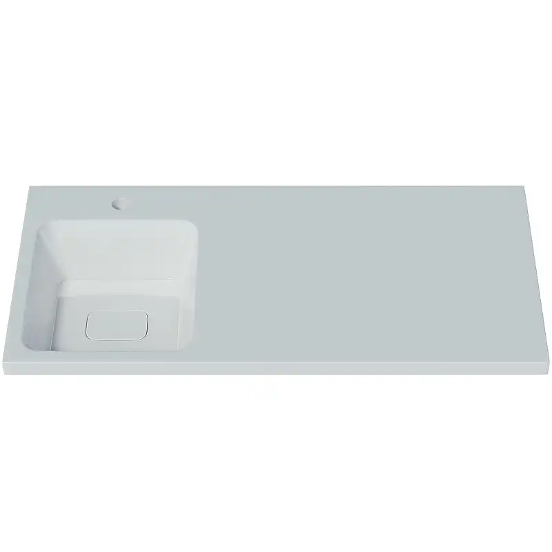 Раковина  Madera Kamilla 110х48 L 4627173210041 левая над стиральной машиной, из литьевого мрамора, Белая фото 2