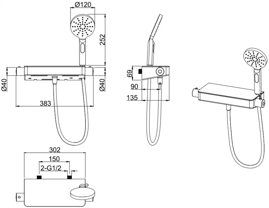 Смеситель для душа Allen Brau Fantasy 5.11002-00, термостатический, цвет Хром фото 2