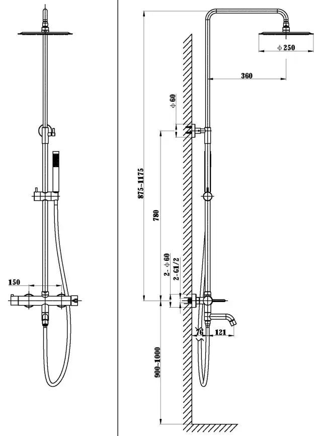 Душевая система  Vincea Villa VSFS-1VL1CH VSFS-1VL1CH для ванны с изливом, хром фото 4