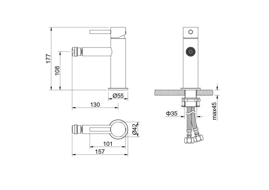 Смеситель для биде Aquatek Европа AQ1318BGM, Оружейная сталь фото 2