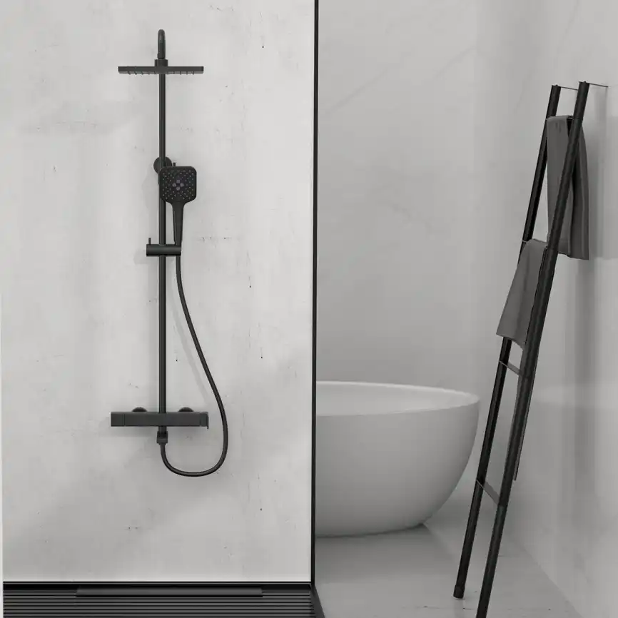 Душевая система  Vincea Cube VSFS-1C1MB VSFS-1C1MB для ванны с изливом, черный матовый фото 2