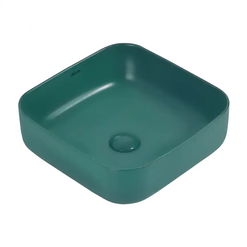 Раковина накладная ABBER RECHTECK 38,5х38,5х13,5 AC2211MBG, квадратная, темно-зеленая матовая фото 1