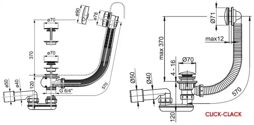 Слив-перелив Ravak X01507 для ванны полуавтомат, квадратный, Хром фото 2