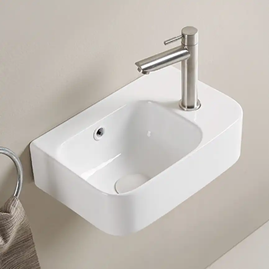 Рукомойник AVS Грэйс 37x25 L, белый с донным клапаном фото 3