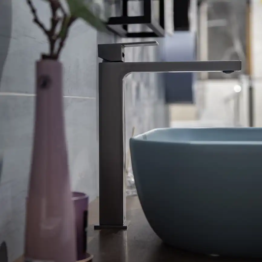 Смесители для раковины AVS Cube 811-201-GM высокий, оружейная сталь фото 6