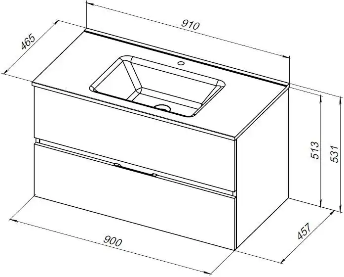 Тумба под раковину Aquanet Алвита New 90 2 ящика, дуб веллингтон табак 334187 фото 2