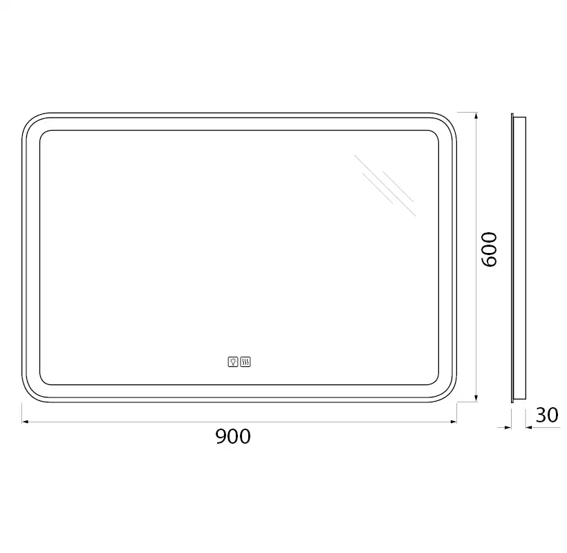 Зеркало BelBagno MARINO 90х60 SPC-MAR-900-600-LED-TCH-WARM с подстветкой, сенсорный выключатель, с подогревом фото 9