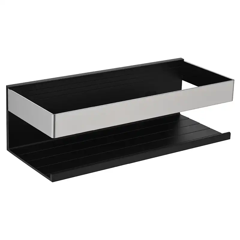 Полка AVS Hilla, 25 см, черный матовый/хром фото 1