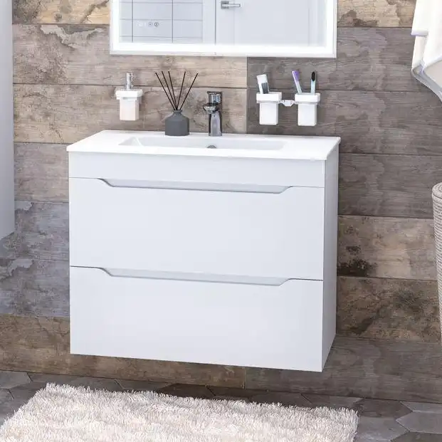 Тумба под раковину Aquanet Практика 80 белый глянец, 347965 фото 1