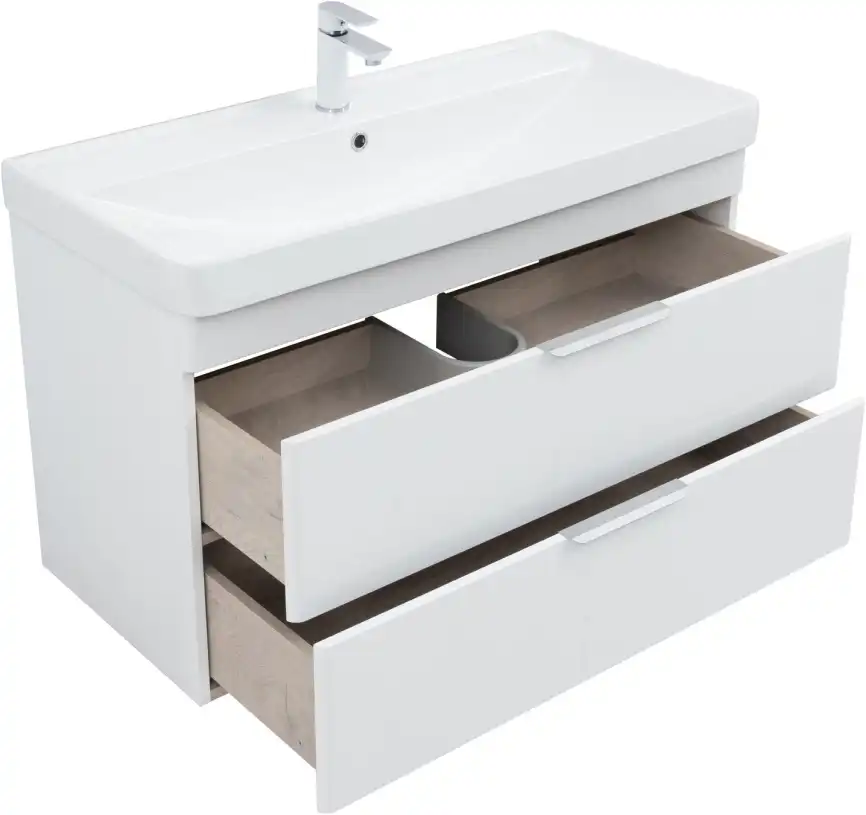 Тумба под раковину Aquanet Ирис New 100 белый глянец, подвесная, 339280 фото 5