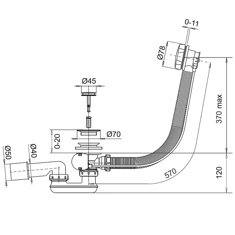Слив-перелив WHITECROSS 60 см, хром фото 5