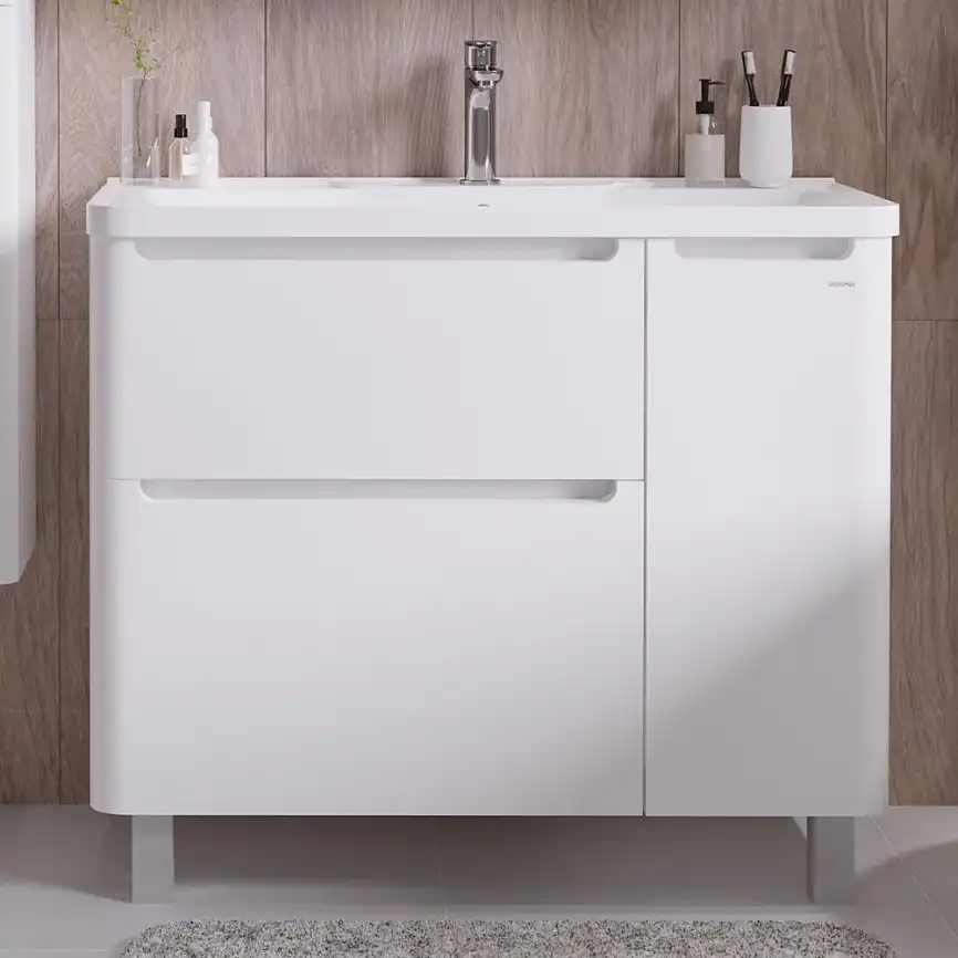 Тумба под раковину Grossman Адель 100 напольная, белая глянцевая (1010002) фото 1