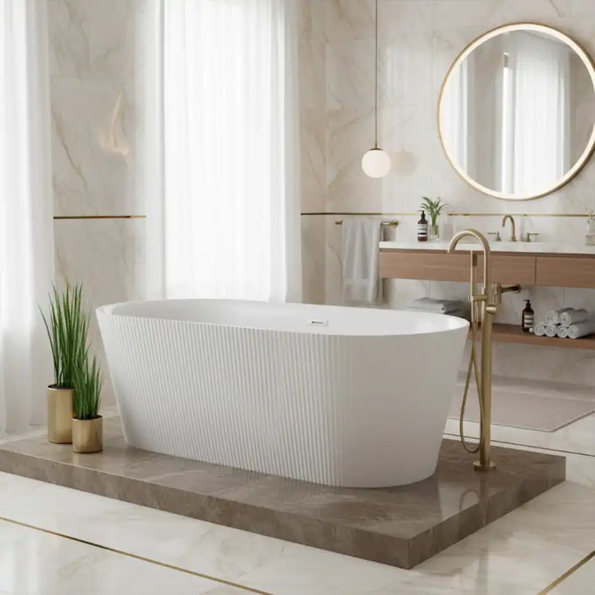 Ванна акриловая Azario ROUSE 170x75 AZ-6605C отдельностоящая, в комплекте с сифоном и металлической рамой фото 2