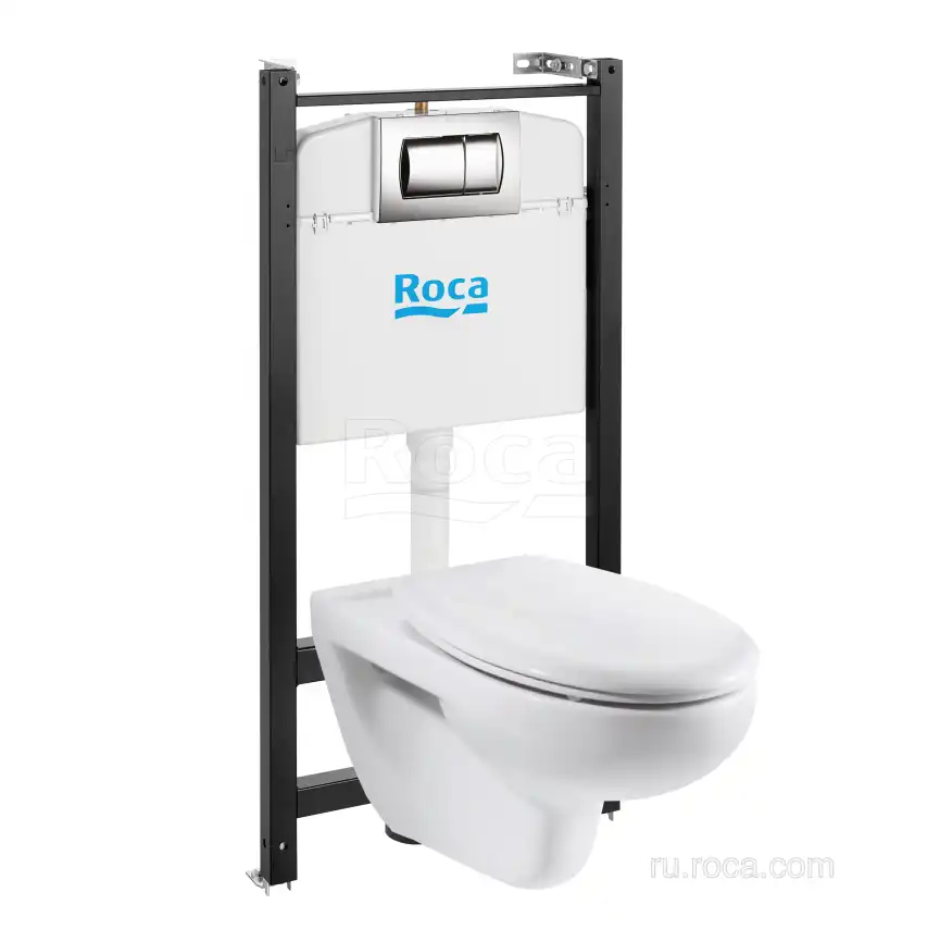 Комплект унитаза с инсталляцией Roca Victoria 893100000 подвесная чаша + инсталляция + сиденье + панель смыва Хром фото 1